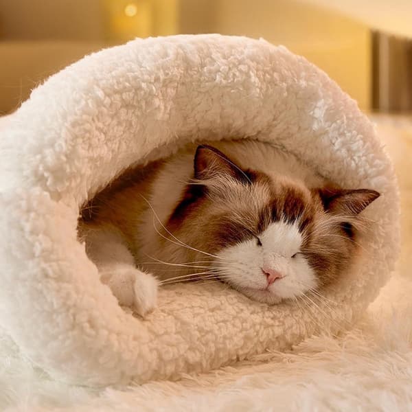Cat Sleeping Bag - Cat Bed - Soft and Washable - Cute Bear Pattern - Suitable for Cats and Small Pets