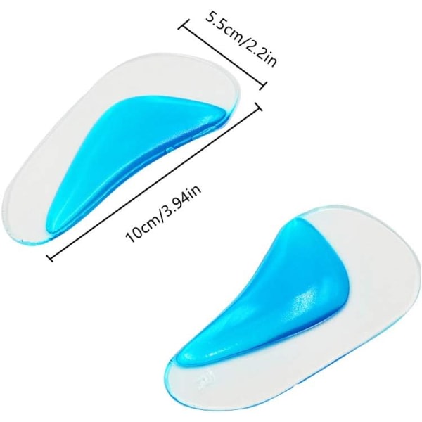 Gel Ortopedisk Flat Arch Support Innersula Hälkuddar (blå) 4 par