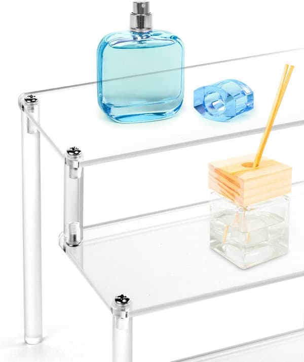Transparent akryl displayställ i 4 steg, butiksdisplay för popfigurer, cupcakes, efterrätter, parfym