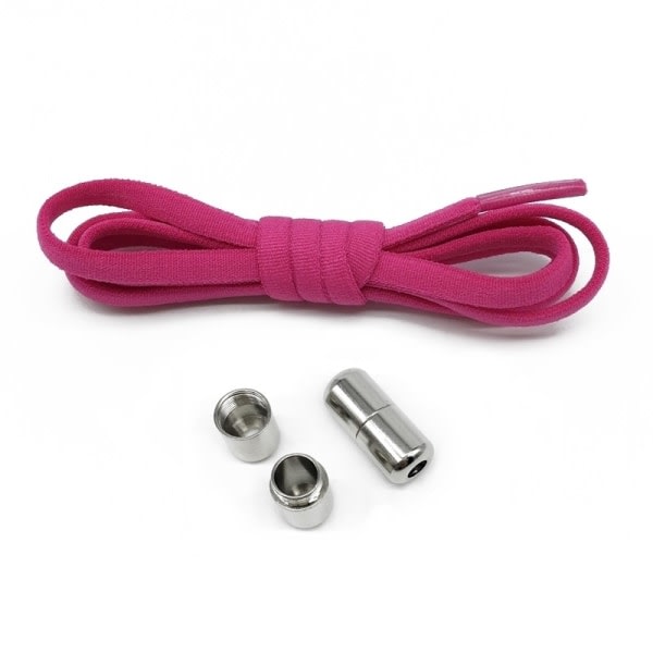 Spetslösa elastiska skosnören - one size - rosa rött par Rose red