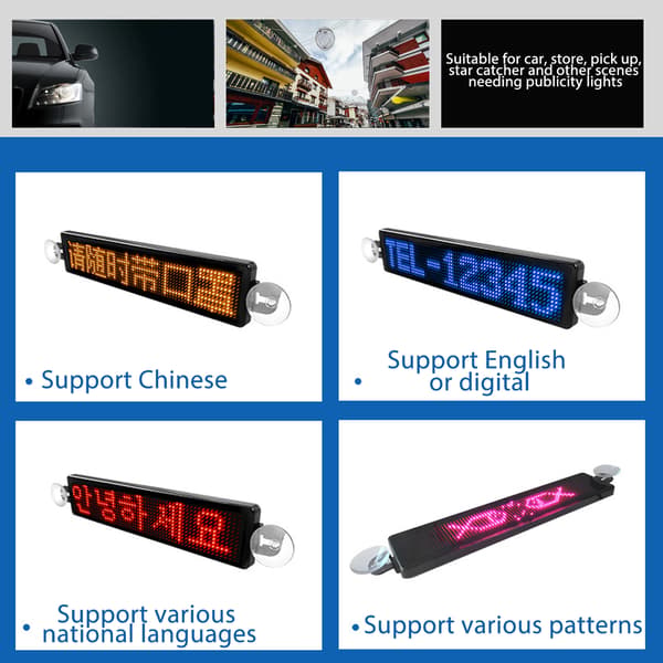 LED-matrispanel 12x72 punkter Bluetooth APP-styrning Programmerbar rullande LED-skylt för butik bil bar hotell