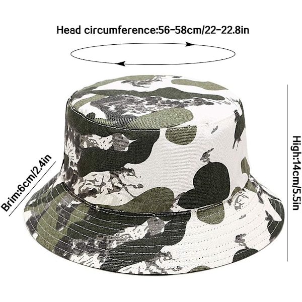 Söt bucket hat strandfiskarhattar för kvinnor, vändbar dubbelsidig användning Camo