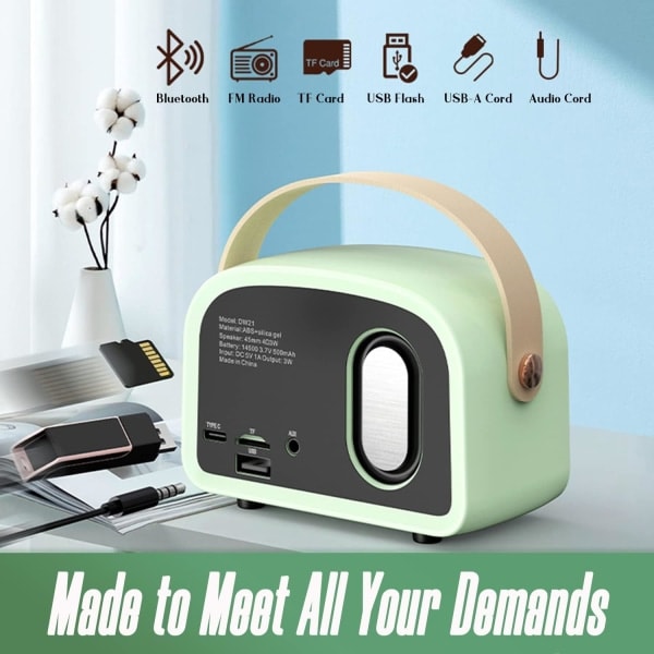 IC Mini Radio Bluetooth-høyttaler, Bærbar liten høyttaler Hvit