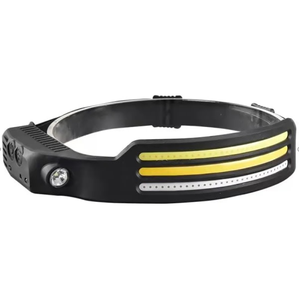230° Brightbeam Pandelampe Genopladelig, LED Strip Pandelampe Lommelygte med bevægelsessensor, 10 tilstande Vandtæt LED Pandelampe til camping, vandring, løb, 1 pakke