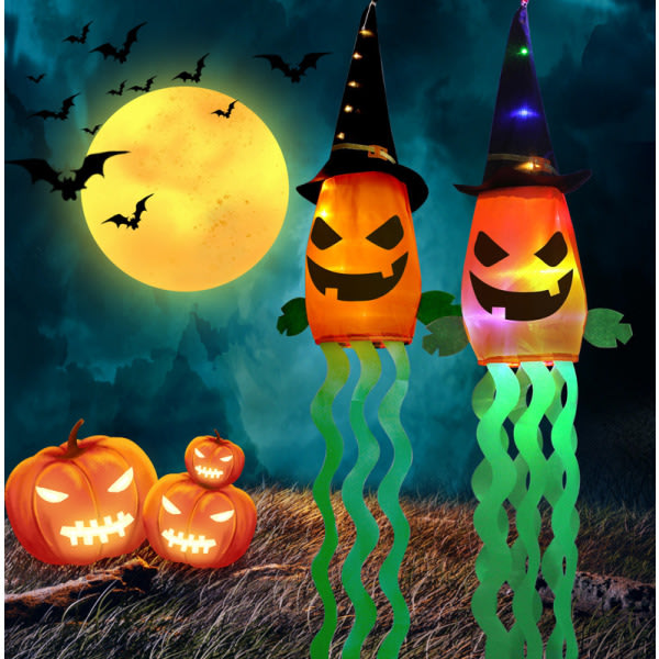 Halloweenfest F?rgglada lampor H?xhatt Fladdermus Pumpa Skelett Skelett Pumpa Varmt ljus