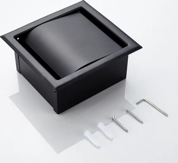 Integreret toiletpapirholder i rustfrit stål - Sort - Til badeværelset - Elegant og praktisk design