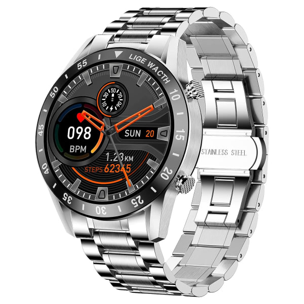 Smart Watch för telefoner, Fitness Tracker med Ring/Svara samtal, silverfärgad CDQ