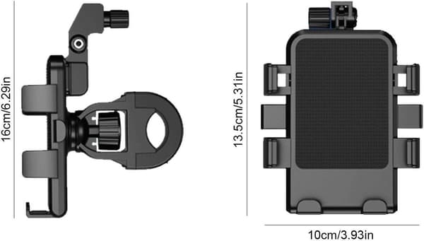 Cykeltelefonholder med mini-solskærm, stødsikker 360° roterende holder til navigation og pendling, sort