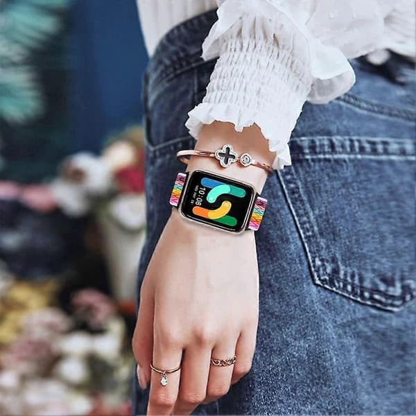 Vævet Armbånd i Elastisk Materiale til Samsung Galaxy Fit3 SM-R390, Sort Kobling Style C