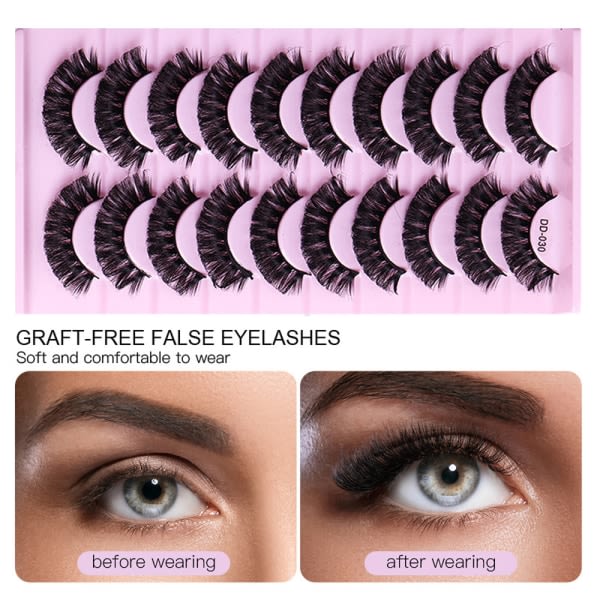Faux Lashes Wispy Curly tekoripset, 10 Par Pack, Tyyli 5