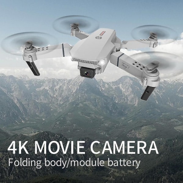 E88 Pro Drönare med kamera för vuxna och barn, 4k HD WIFI FPV Drönare, hopfällbar RC Quadcopter för nybörjare, Leksaker Presenter med 3 batterier