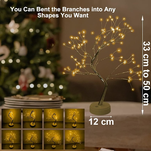 Varma vita LED Bonsai-trädlampor, 108 justerbara grenar, inomhus USB-lampa med fjärrkontroll Varm vit Varm vit
