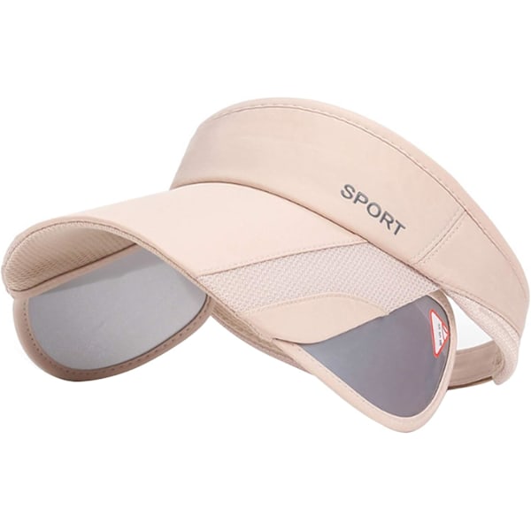 Sommarsolskyddskeps - Dam justerbar golfkeps med infällbar skärm, UV-skydd strand/tennis sportkeps Beige