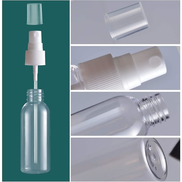CDQ Sprayflaskor, Transparent Tom Fine Mist Plast Mini Travel Set, 2oz, 4 Pack