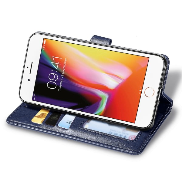 Veske til Iphone Se 2020/8/7 Etui Cover Retro Flip Wallet Magnetic Bumper Flip Pro Tective - Blå null ingen