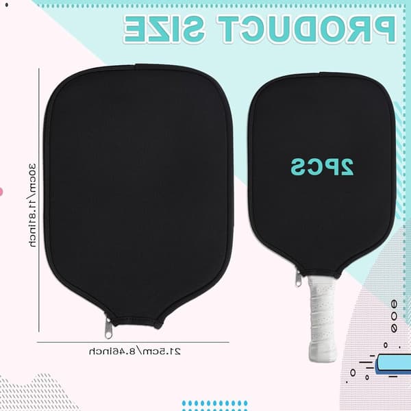 2-pack Pickleball-racketfodral, neoprenfodral med dragkedja, stötdämpande skydd för resor, passar standardracketar