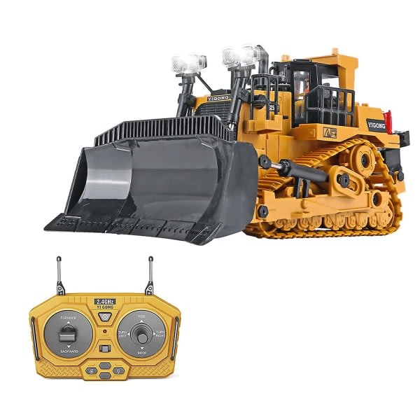 Fjärrkontroll Bulldozer Toys 1:24 Rc Trucks Fjärrkontrollerad grävmaskin for 4-15 år Barn Födelsedag Julklapp Es YellowBlack
