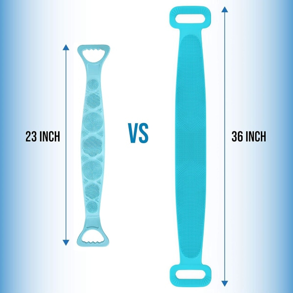 Erittäin pitkä 90 cm/36 tuuman silikoninen selkäpesin suihkuun, kaksipuolinen kylpyharja