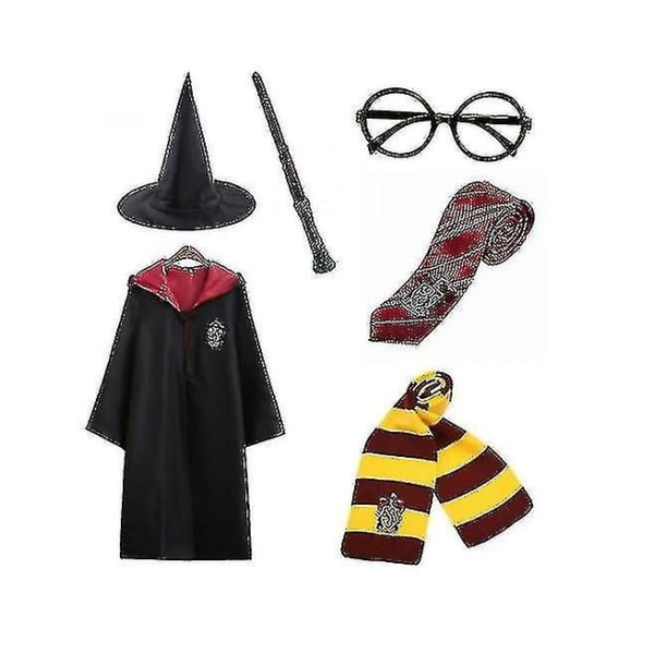 Harry Potter 6st Set Magic Wizard Fancy Mekko Viitta Viitta Puku - 1 hattu SQBB