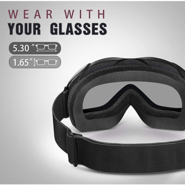 OTG Ski Goggles - Anti-Fog Ski Goggles, Anti-Dust Vindtæt UV400