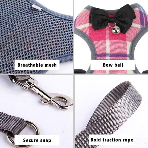 Koira-/kissavalo Mjuk andas bekväm promenadkoppel för små hundvalpar MZ123 (L, rosa) CDQ