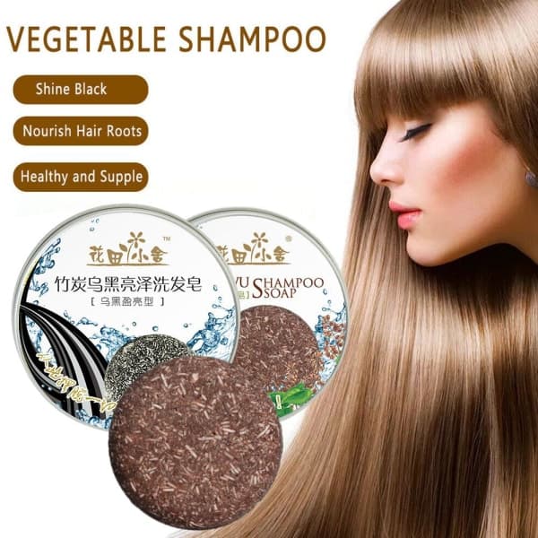 Naturlig grå hårfjerning Sæbe Grå dækkende Bar Mørkning Shampoo sort 60g