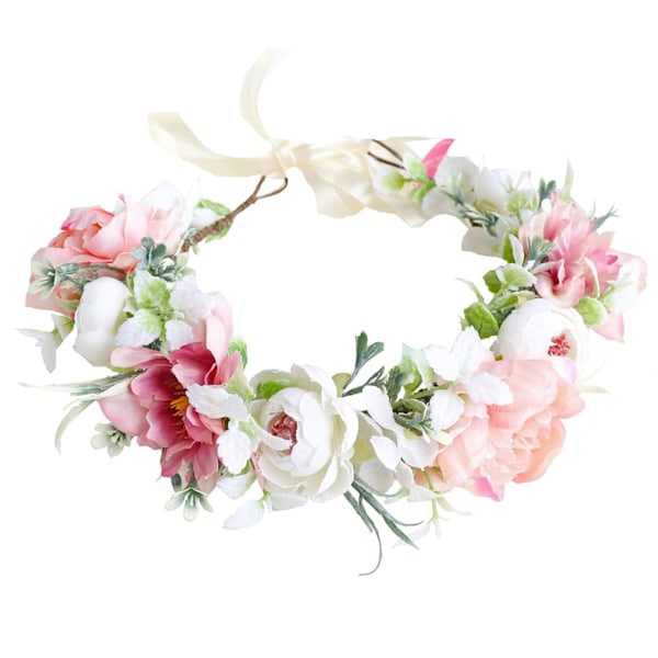 XJ-Justerbar Blomsterdiadem Blomkrans Hårkrans Blomsterhuvudbonad Halo Boho Med Band Bröllop Fest