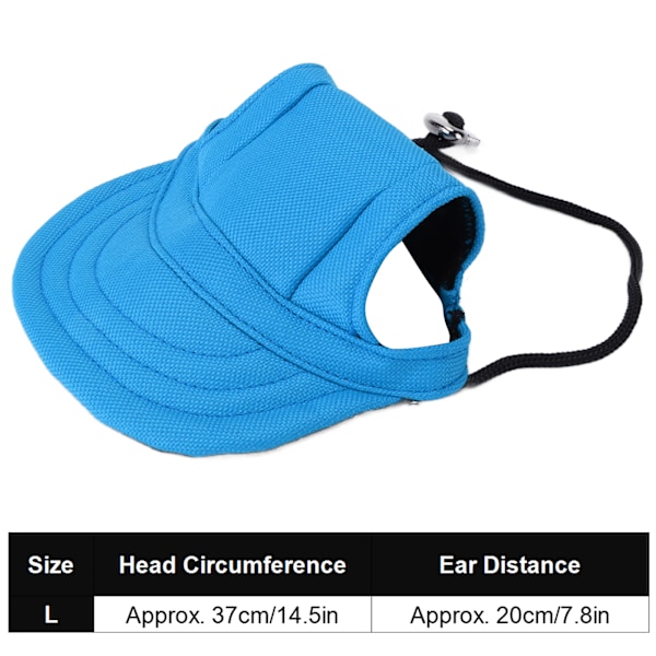 Hund Baseballcaps Solbeskyttelse Komfortabel Justerbar Kjæledyr Sportscaps med Ørehuller for Små Hunder Blå L