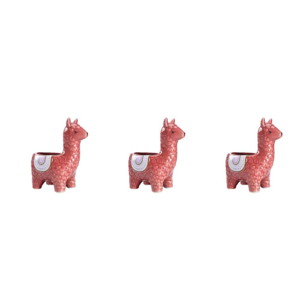 1/2/3 Eläimen muotoiset ruukut - Tyylikäs kestävä keraaminen kukkaruukku Alpakka punainen 3PCS Alpaca red