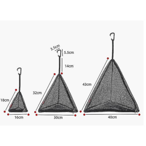 Vikbart campingnät, triangulär hängande korg för torr förvaring, design med dubbla dragkedjor, medium (40*43,5 cm) zdq