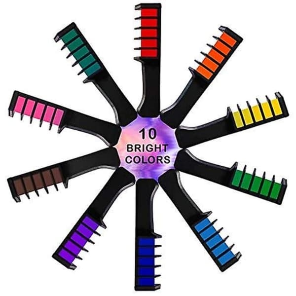 10 farger midlertidig hårfarge kritt kam sett, vaskbar hårfarge
