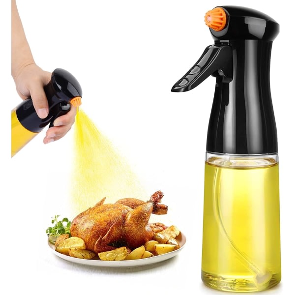 CDQ-spray för matolja, förbättrad sprayflaska för olivolja 7 oz/200 ml olje- och vinägerspruta, köksprylar för sallad, grill, grill (svart)