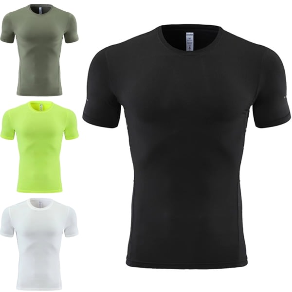 Enfarvet t-shirt til mænd kortärmad træning Black S zdq
