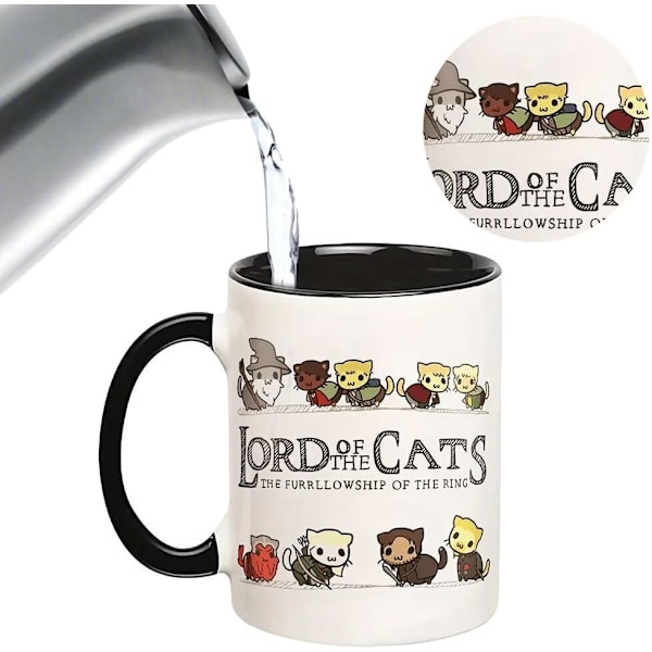 Lord Of The Cats Krus, The Furrllowship Of The Ring, Katteelskeres Kaffekop 330 ml, Sjove Katte-Nyhedsgaver til Kvinder Mænd, Keramisk Tekop til Kaffe, T Style 1