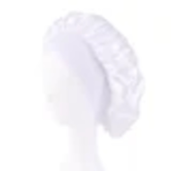 Ny satin bredskygget sovehat til kvinder, unisex hovedbeklædning med elastisk bånd, hårplejehætte, nathue WHITE