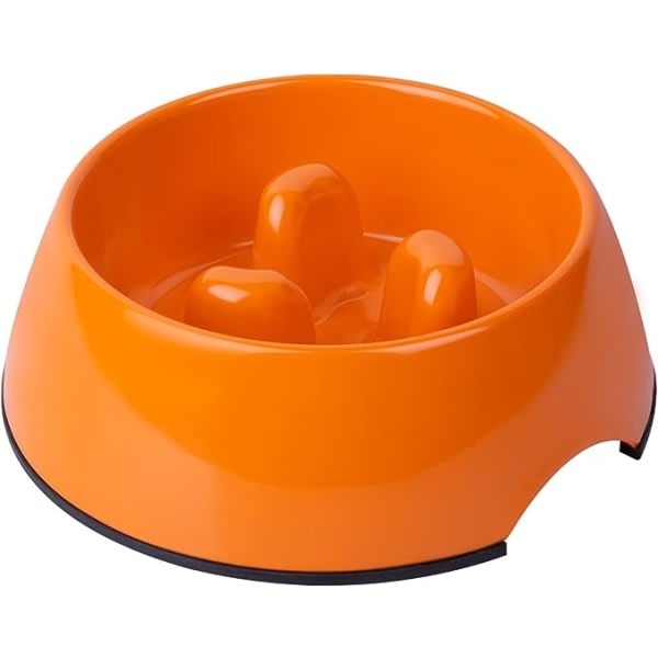 CDQ Anti-Glutton skål för hundkatt, halkfri foderskål som främjar långsammare matintag, interaktiivinen turvotusta estävä melamiini skål (oranssi M)