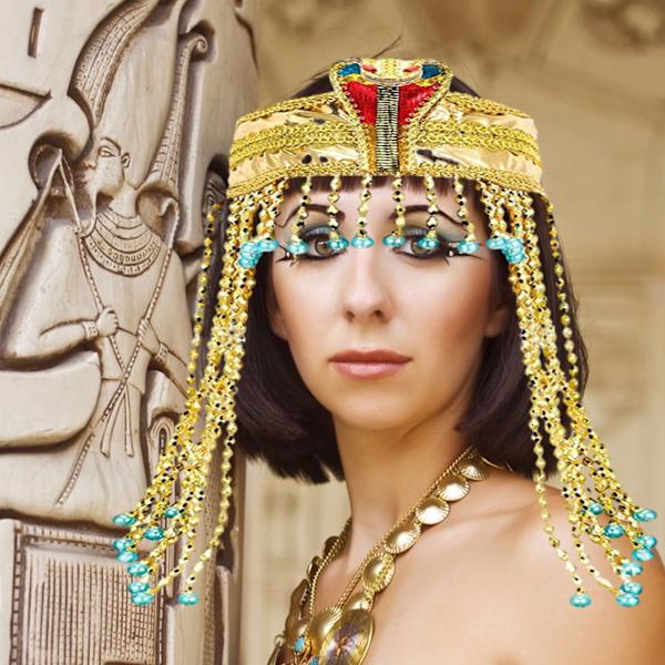 Upp till 50% rabatt! 2023 Nytt Halloween Kvinnors Egyptiska Huvudbonad Krona Orm Pärlstav Huvudband Kvinnors Egyptiska Tillbehör Pärlstav Huvudbonad