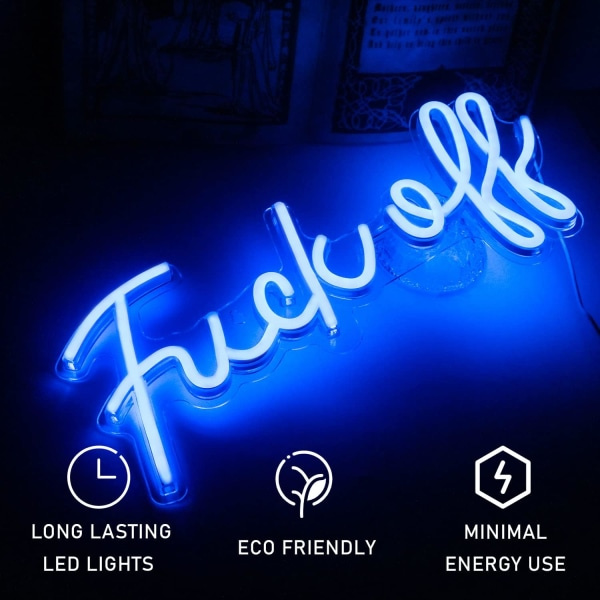 Fuck Off Neon Skylt Ord Blå LED Neon Väggljus Skyltar Akryl US