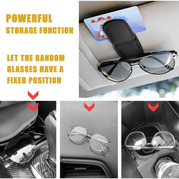 Bil Solskydd Glasögonhållare Läder Solglasögon Clip Organizer Upg