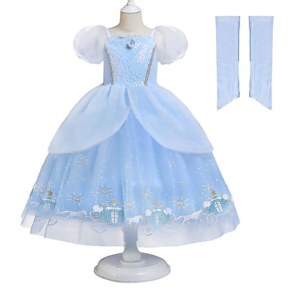 Prinsessakleidun lapset tytöt Tuhkimo Elegantti prinsessa Tulle Tutu mekko syntymäpäiväjuhlat Cosplay-asu 140cm