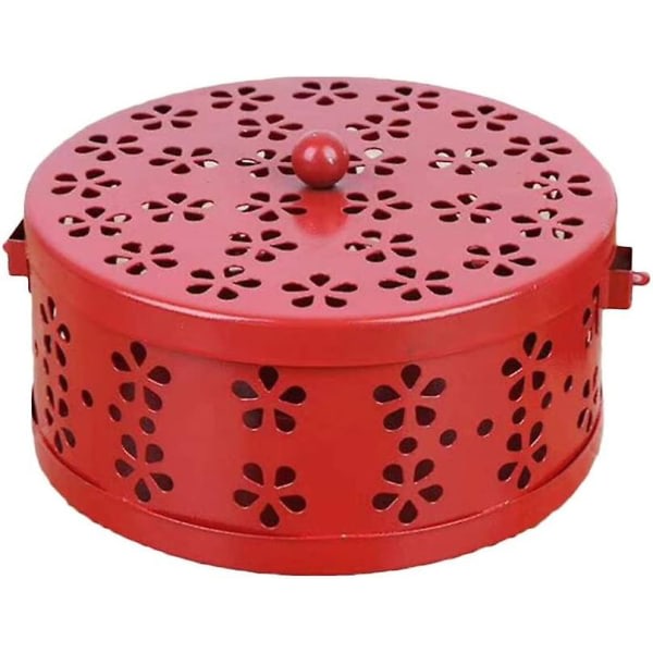 CDQ Mosquito Coil Holder Retro Portabel Mosquito rökelsebrännare för hem och camping (röd) Red