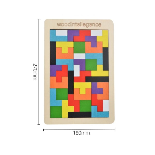 Trä magnetiske Tetris byggstenar barns baby pædagogiske leksaker Rusland 3D pussel model Classic Tetris (6mm tyk)