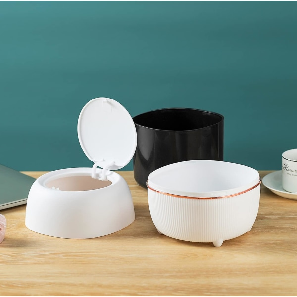 Plastik Creative Mini Desktop Papirkurv med låg Lille skraldespand til rengøring af hjemmekontor