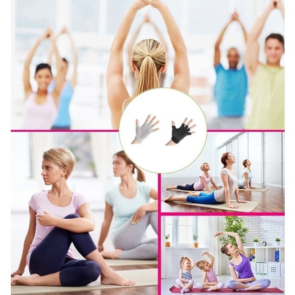 2-pack halkfria fingerlösa yogahandskar - Träningshandskar