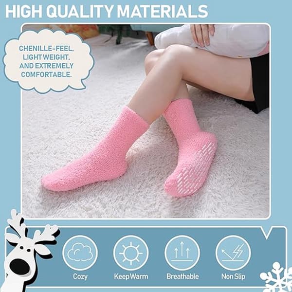 Fluffy Non-Slip Indoor Socks, Super Soft and Warm for Winter - Keeps Feet Warm