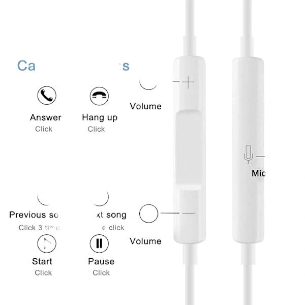 Kablede hodetelefoner for iPhone, kablede øretelefoner, ørepropper