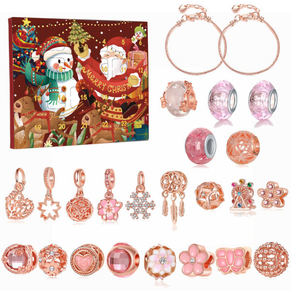 Joulunaluslaskenta lahjakalenteri Advent diy rannekoru blindbox ruusukulta lahjapakkaus
