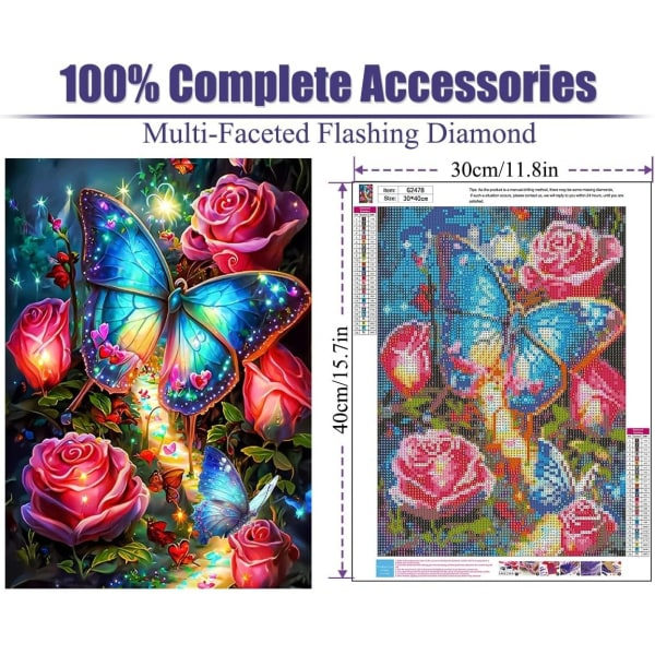 Diamantmaleri for voksne - 5D sommerfugldiamant A