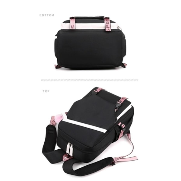 Aphmau-reppu lapsille, koululaukku USB-liitännällä, 1 kpl rosa 2 rosa 2