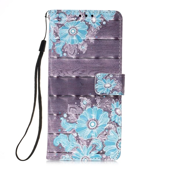 Kompatibel med Samsung Galaxy A32 4g etui 3d-mønster plånbokskort Magnetisk Etui Cover Folio - Blå blomma null ingen